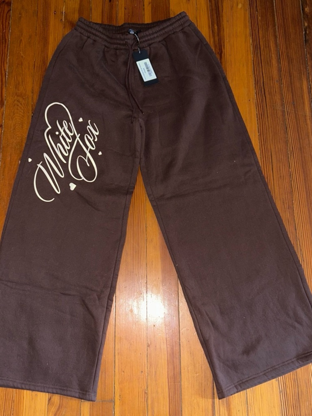 White Fox Chocolate Brown Love You Forever Straight Leg Sweats NEW WITH TAGS